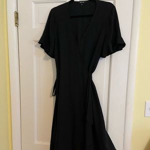 Madewell solid black wrap dress. Size L